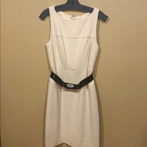 White dress with black belt